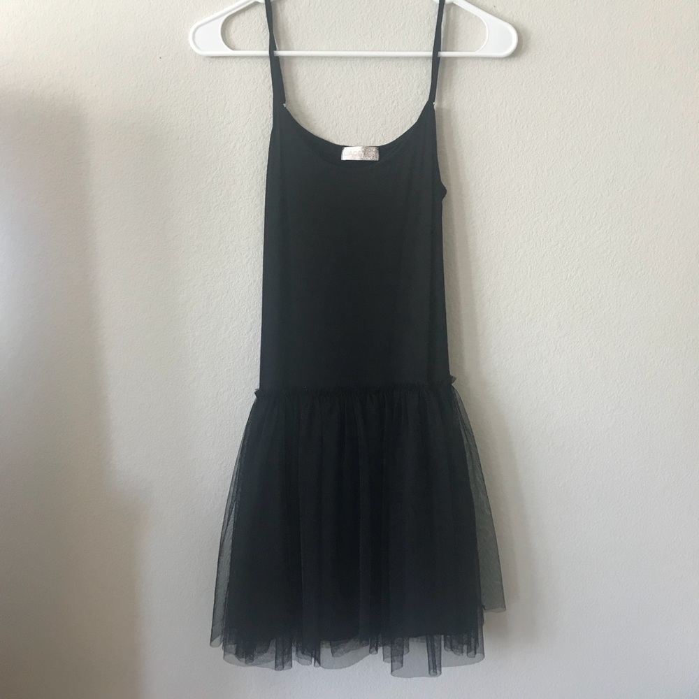 black tulle slip dress